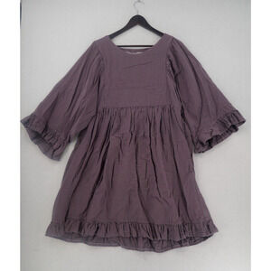 Farmhouse Frocks Women's Medium Oversized Dress Ruffle Modest Frock Amish Purple